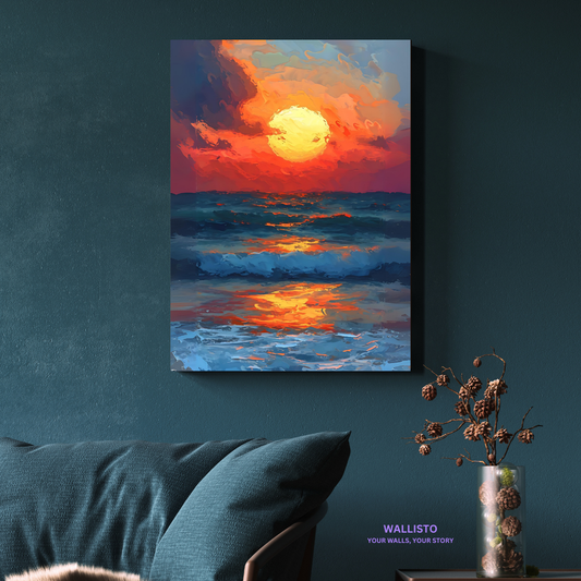 Crimson Sunset Waves