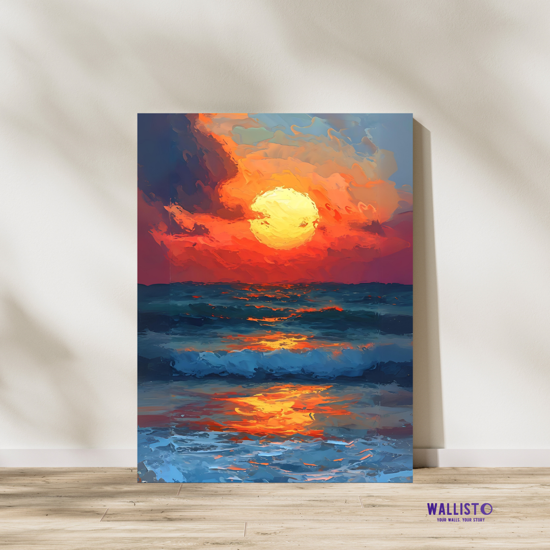 Crimson Sunset Waves