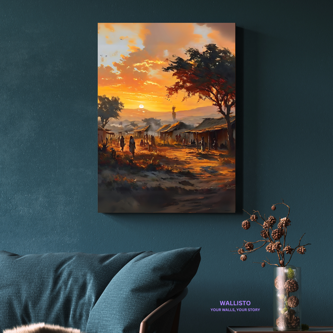 Village Life at Dusk